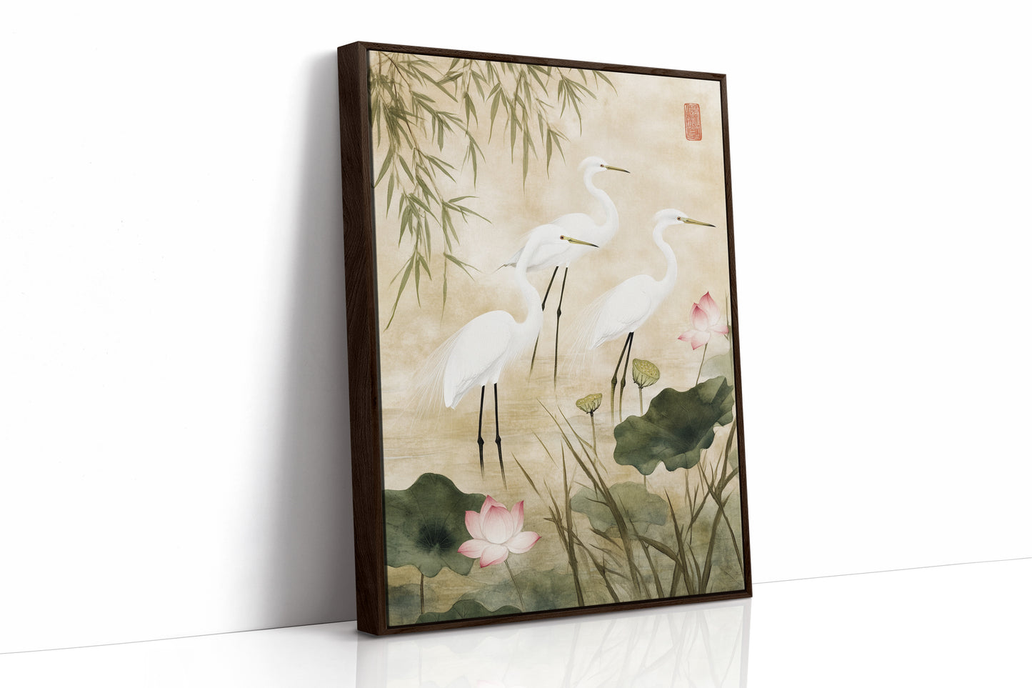 Japanese Egret Wall Art – Elegant Minimalist Nature Print