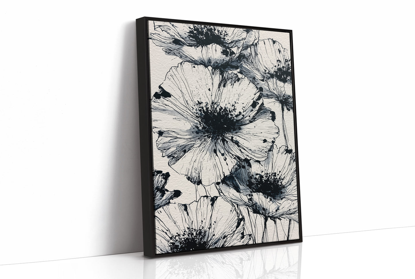 Poppies in Ink Splatter