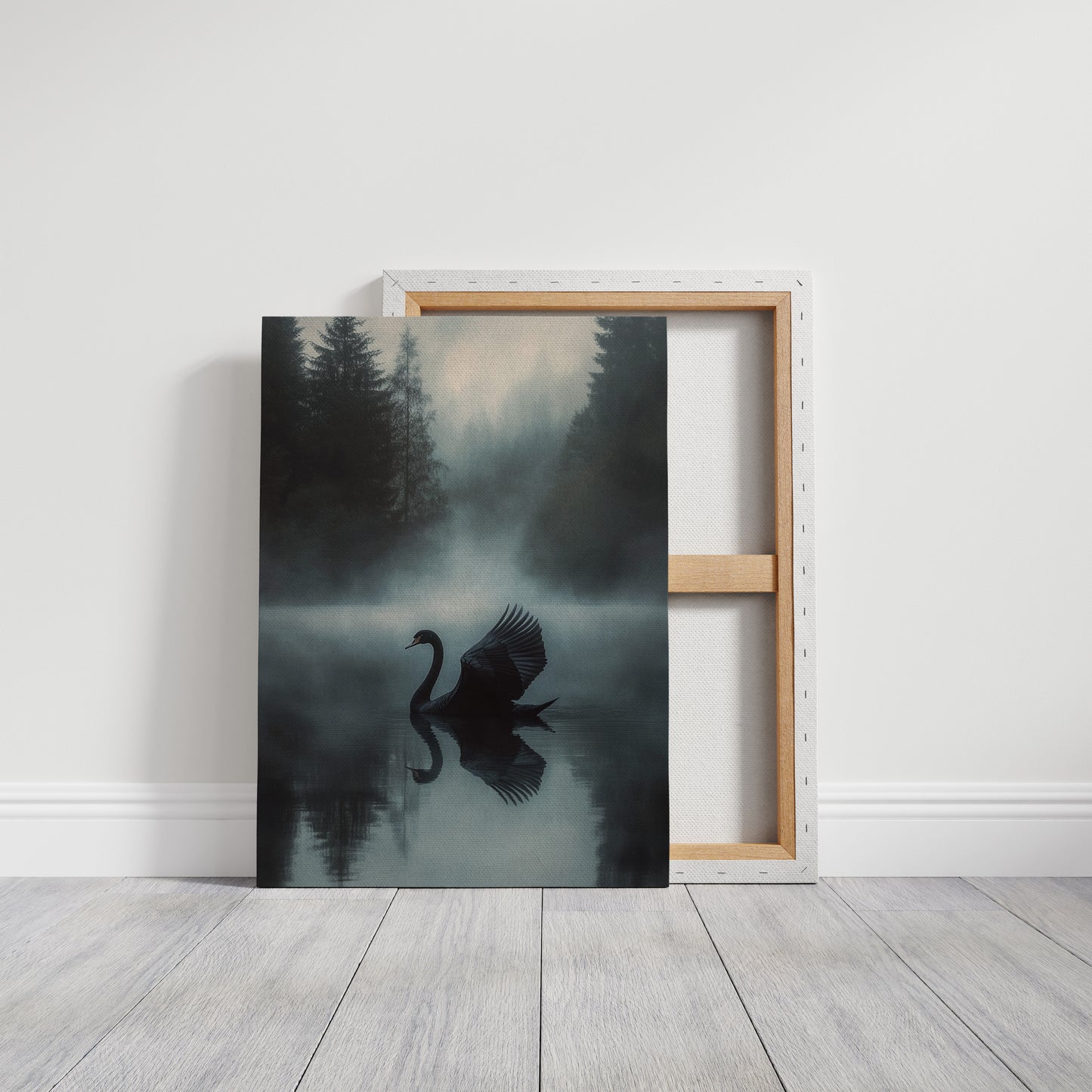 Black Swan in Morning Fog