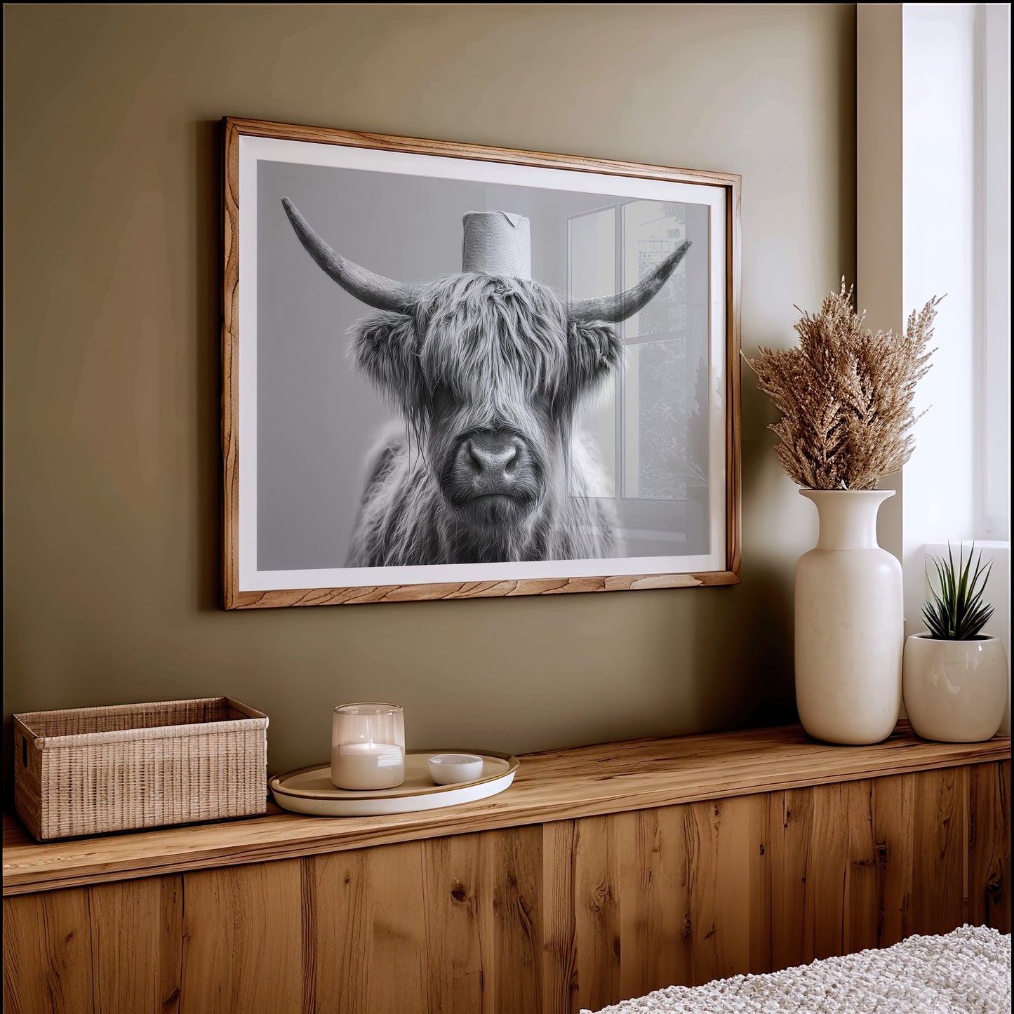 Highland Cow Wears Toilet Paper Crown