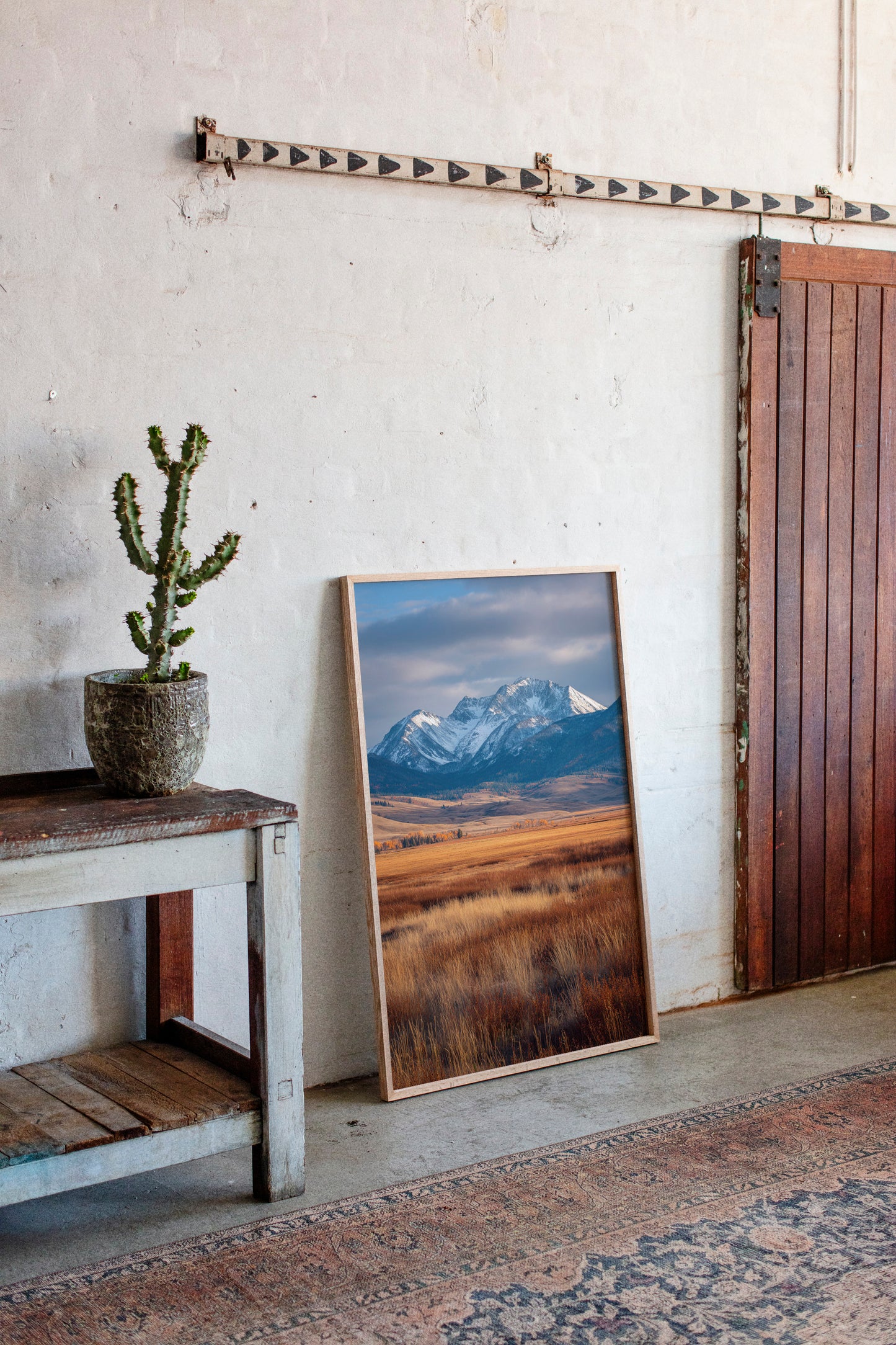 Golden Grasses Beneath Snowy Peaks