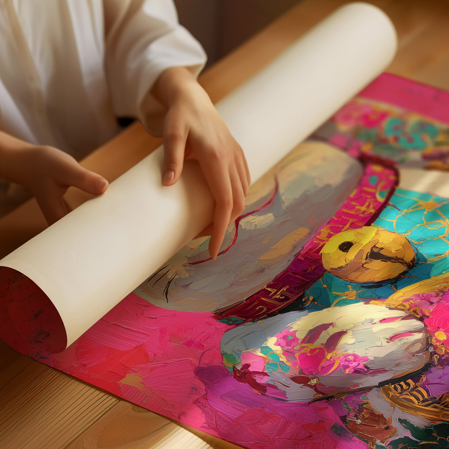 Lucky Cat Blooms In Neon Dreams