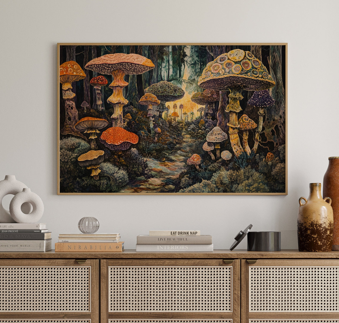 Enchanted Mushroom Forest: Mystical Fantasy Canvas Wall Art