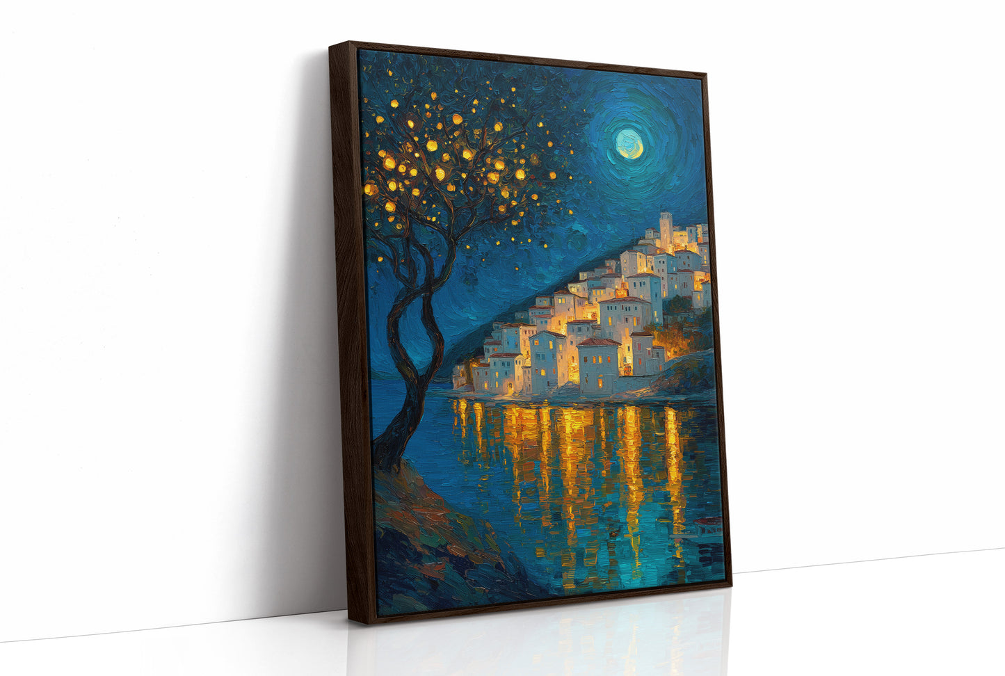 Moonlit Village Of Golden Light