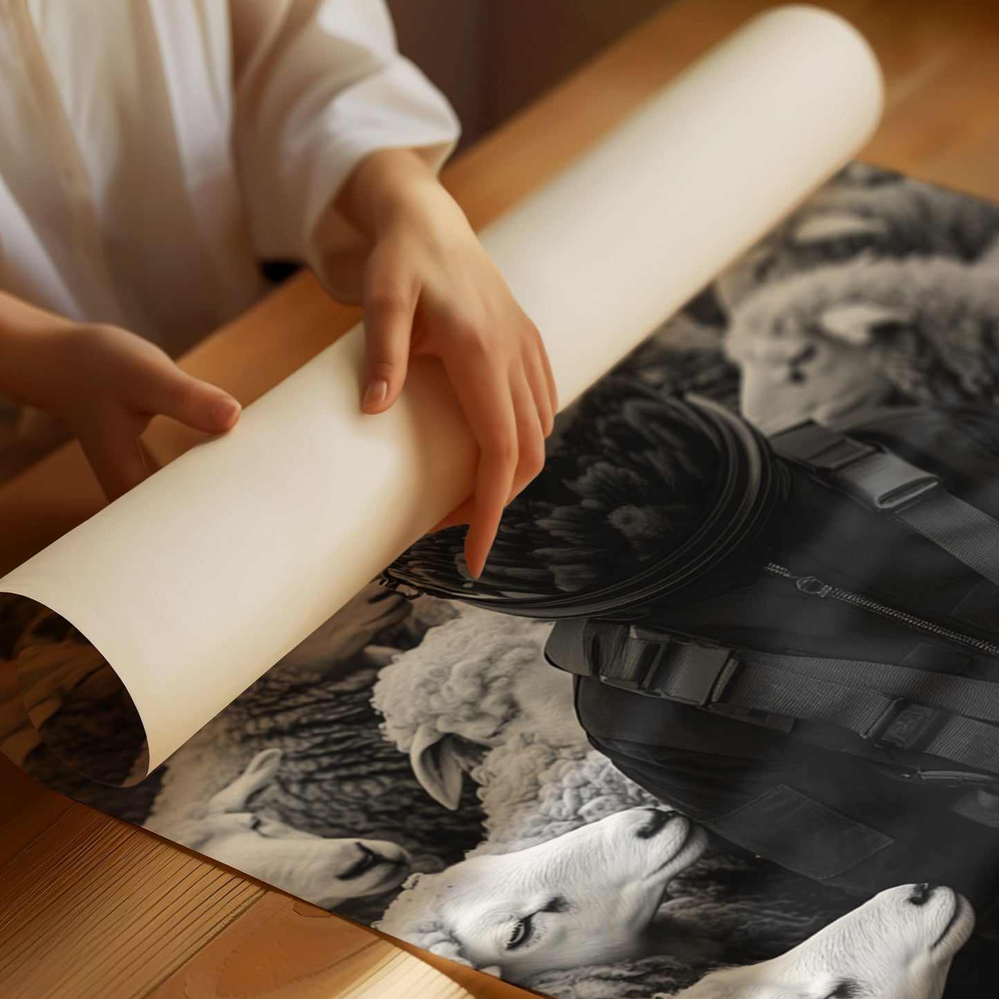 Astronaut Among the Sheep