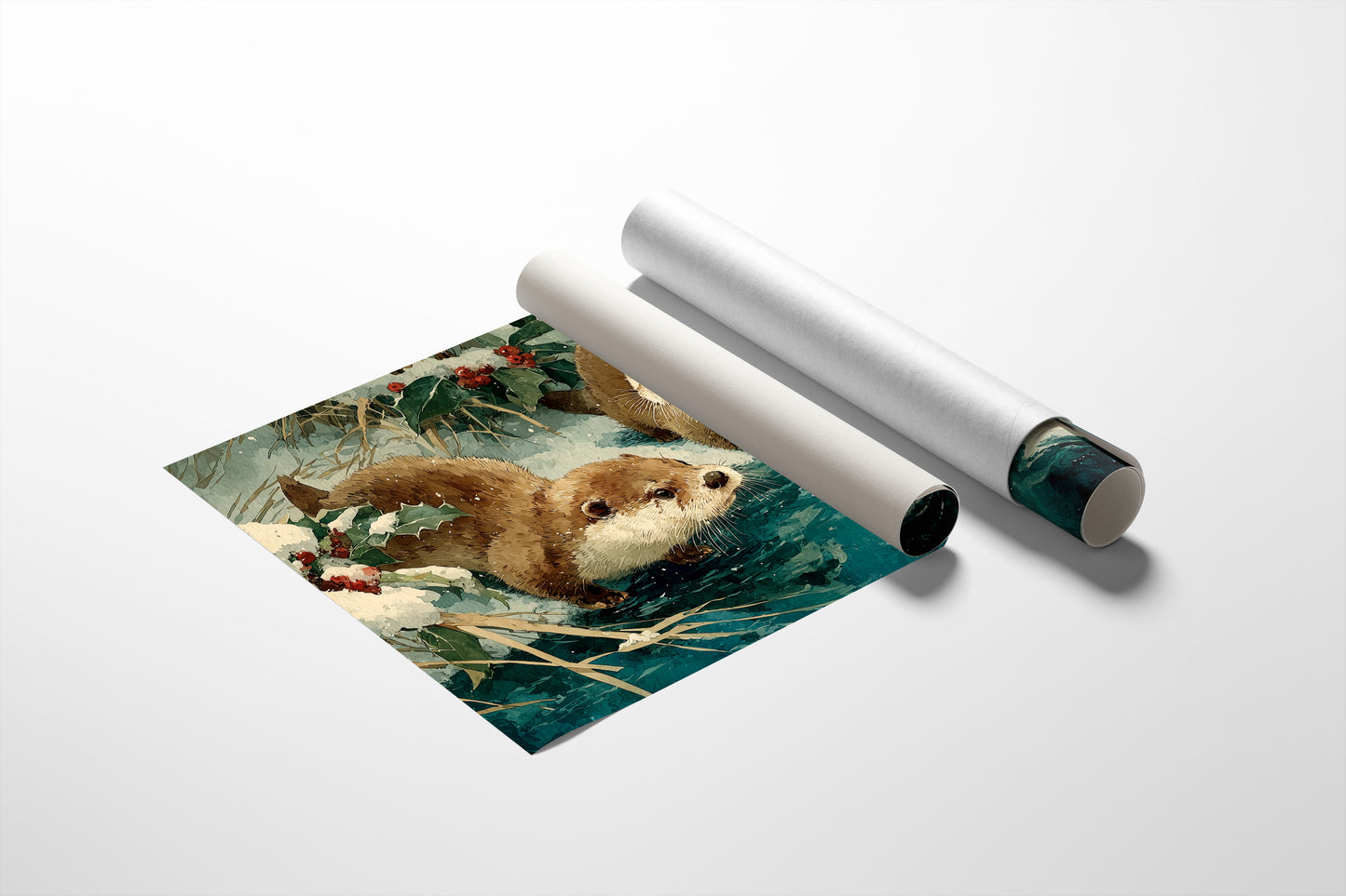 Two Otters, One Winter Stream