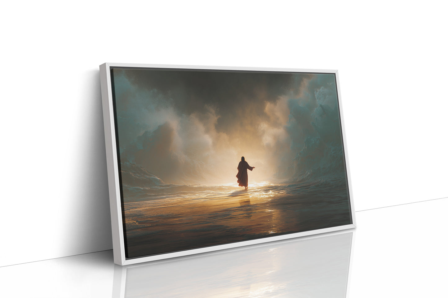 Solitary Figure Faces Rising Tide