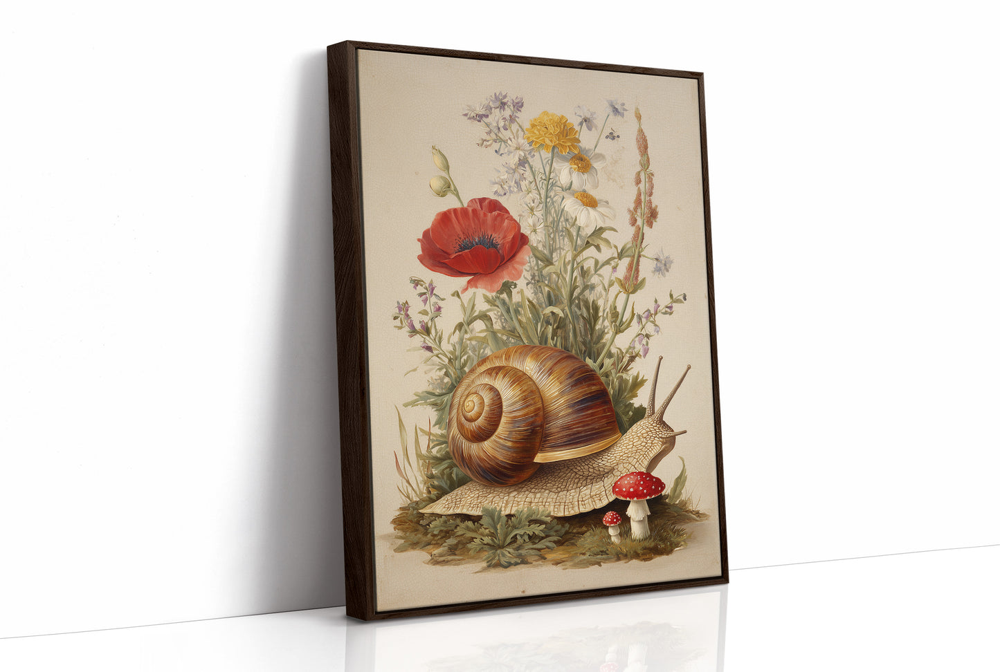 Nature's Timeless Procession: Snail Among Wildflowers