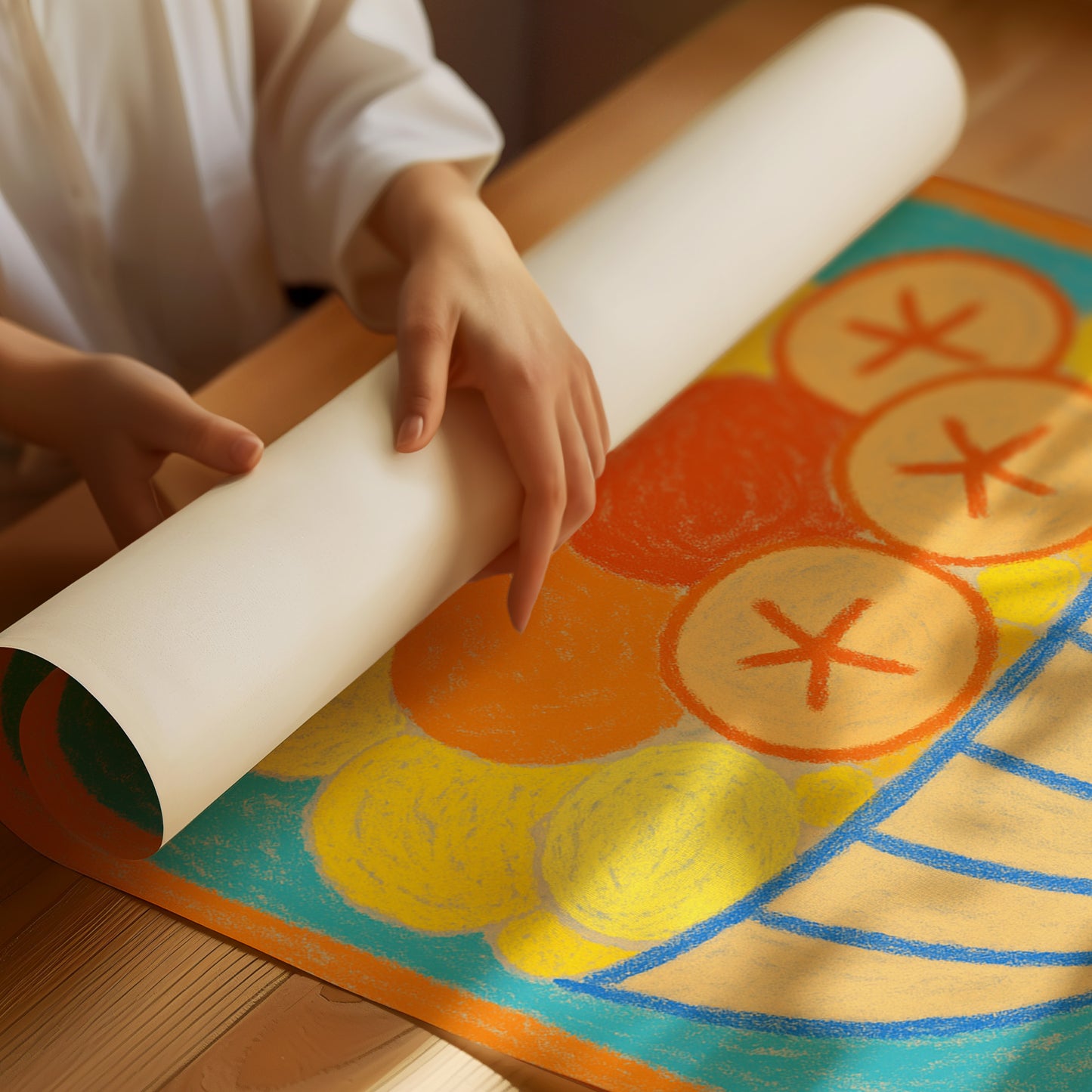 Sunny Fruit Bowl on Blue