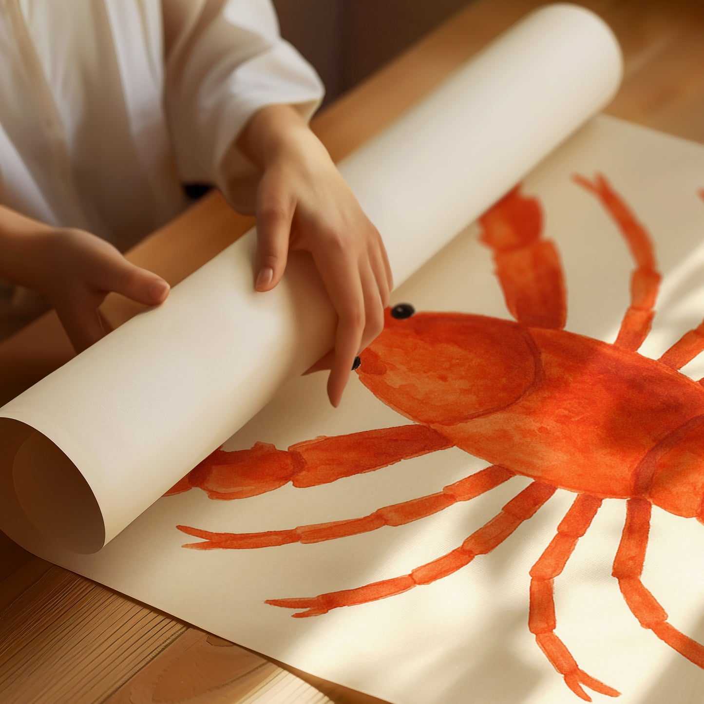 Watercolor Lobster in Coastal Red