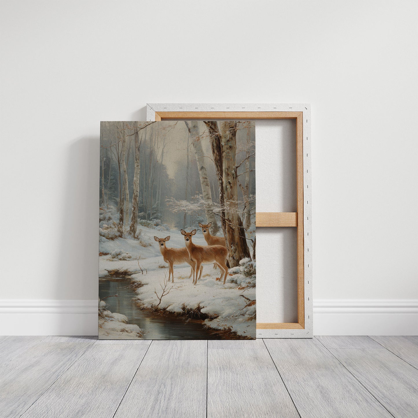 December Deer By Frozen Stream