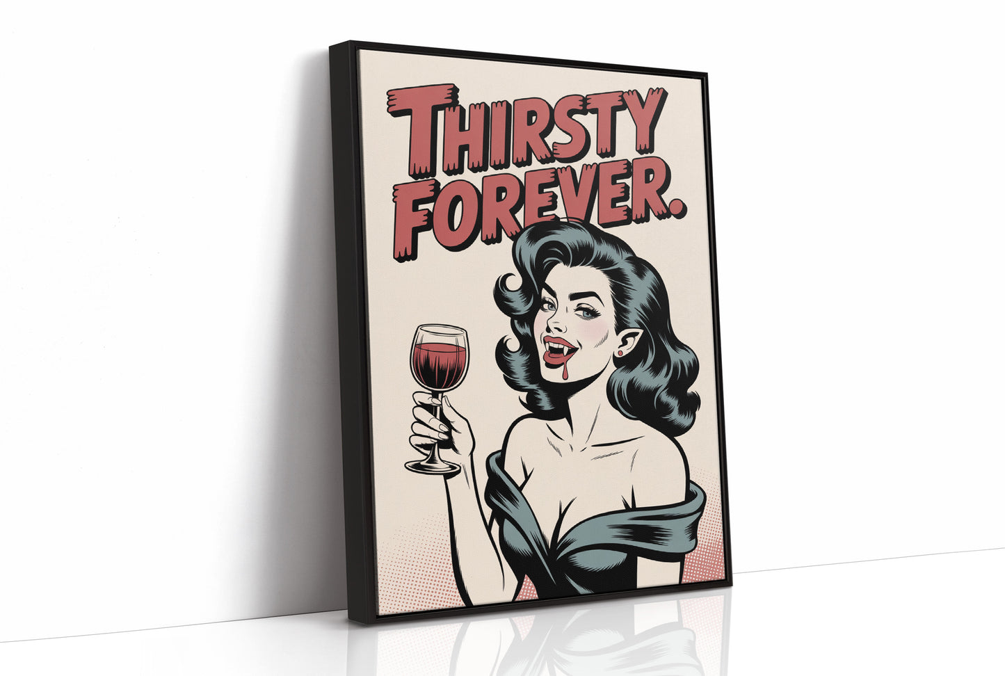 Vintage Vamp Sips Red Wine