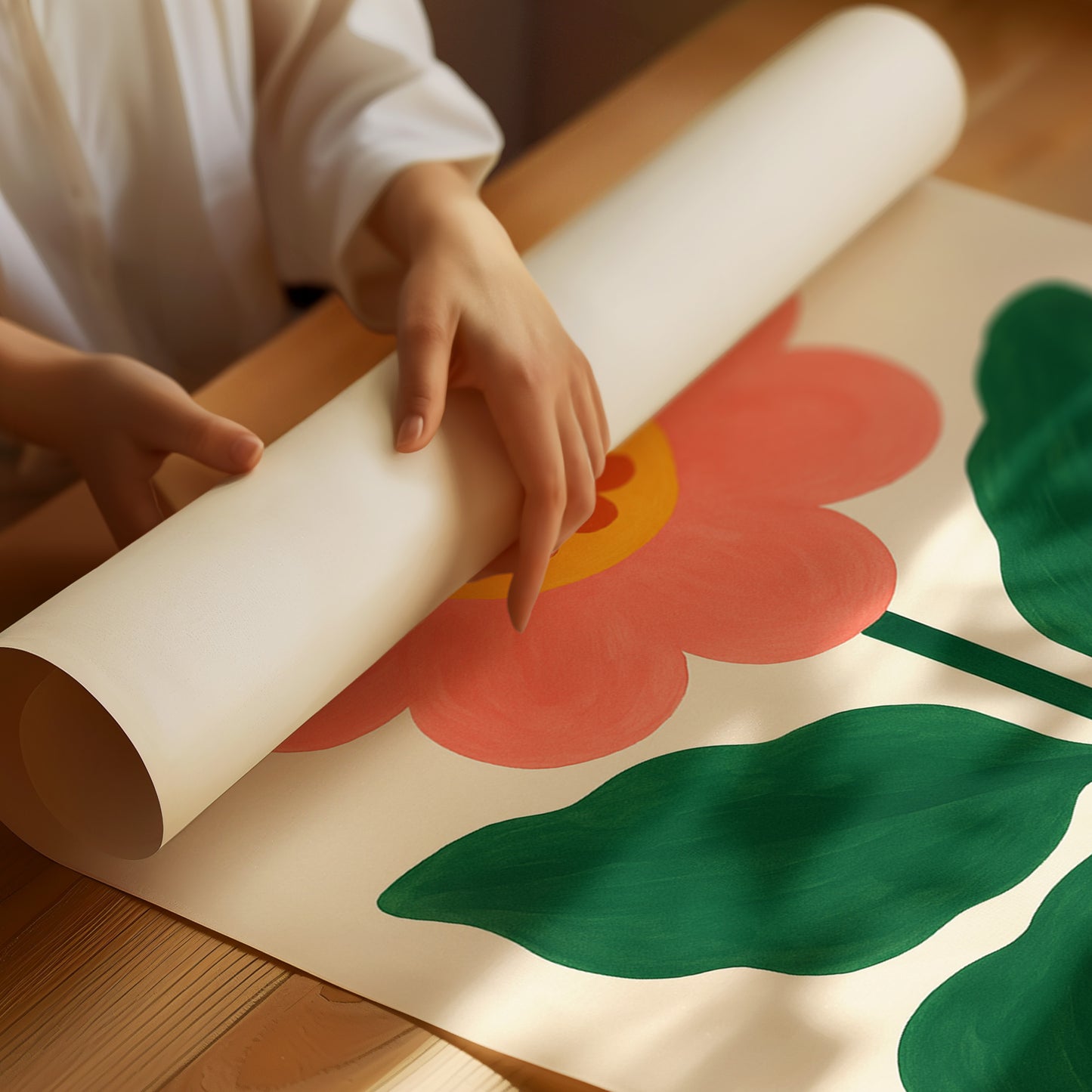 Sunny Bloom in Coral and Green