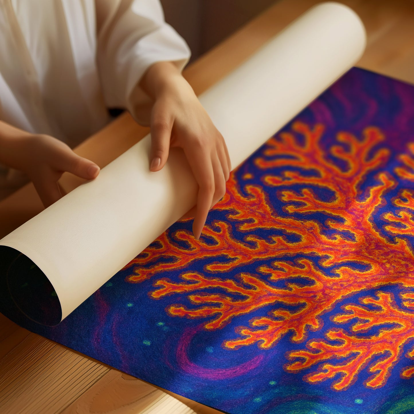 Cosmic Coral Under Moonlight