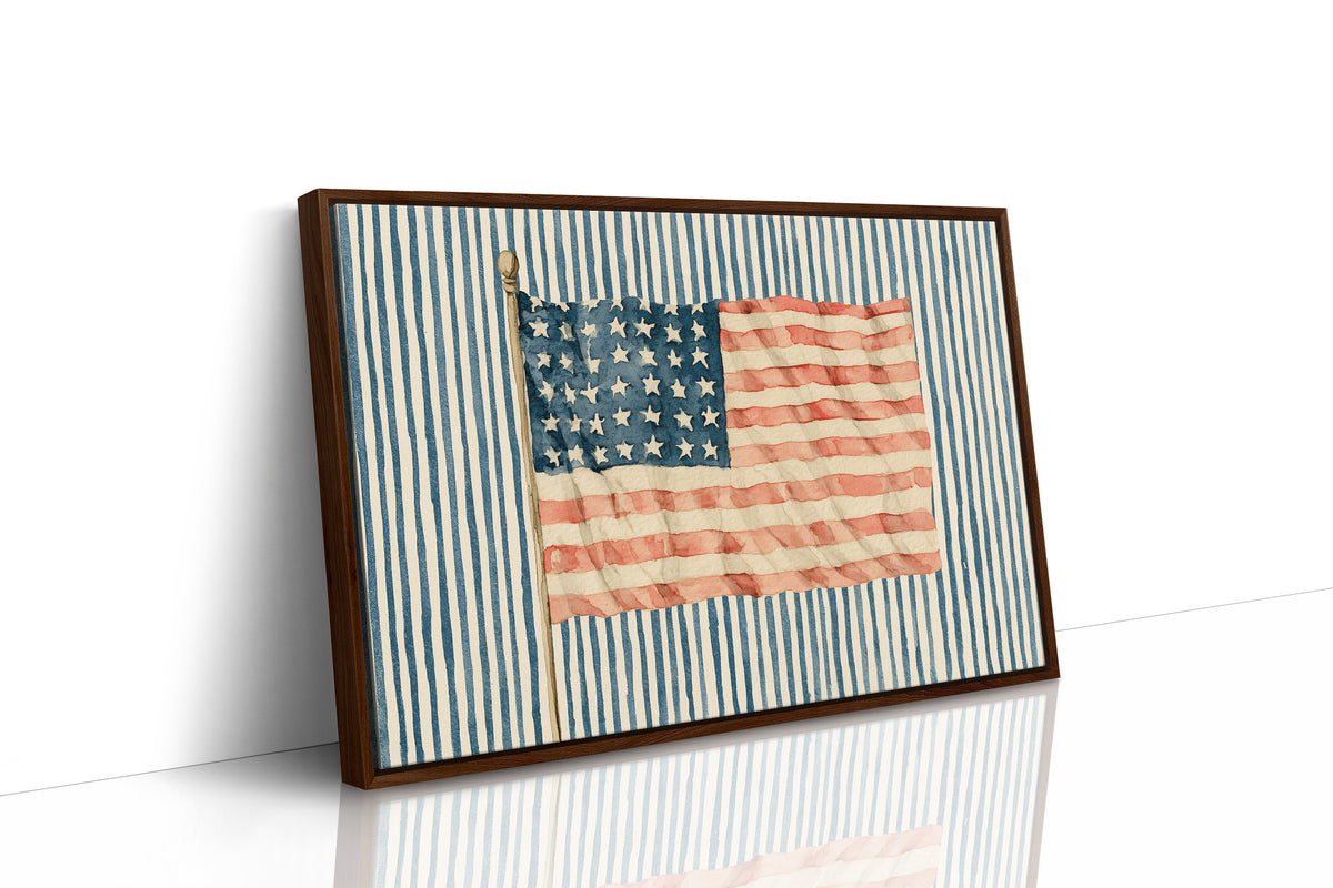Faded Flag on Blue Ticking