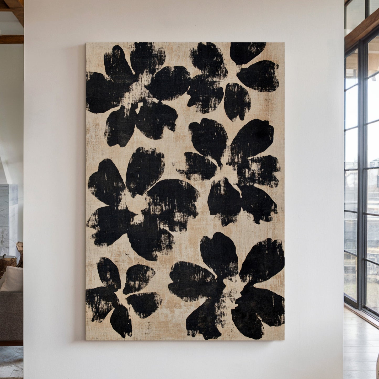 Japanese Ink Floral Print – Bold Brushstroke Blossom Wall Art
