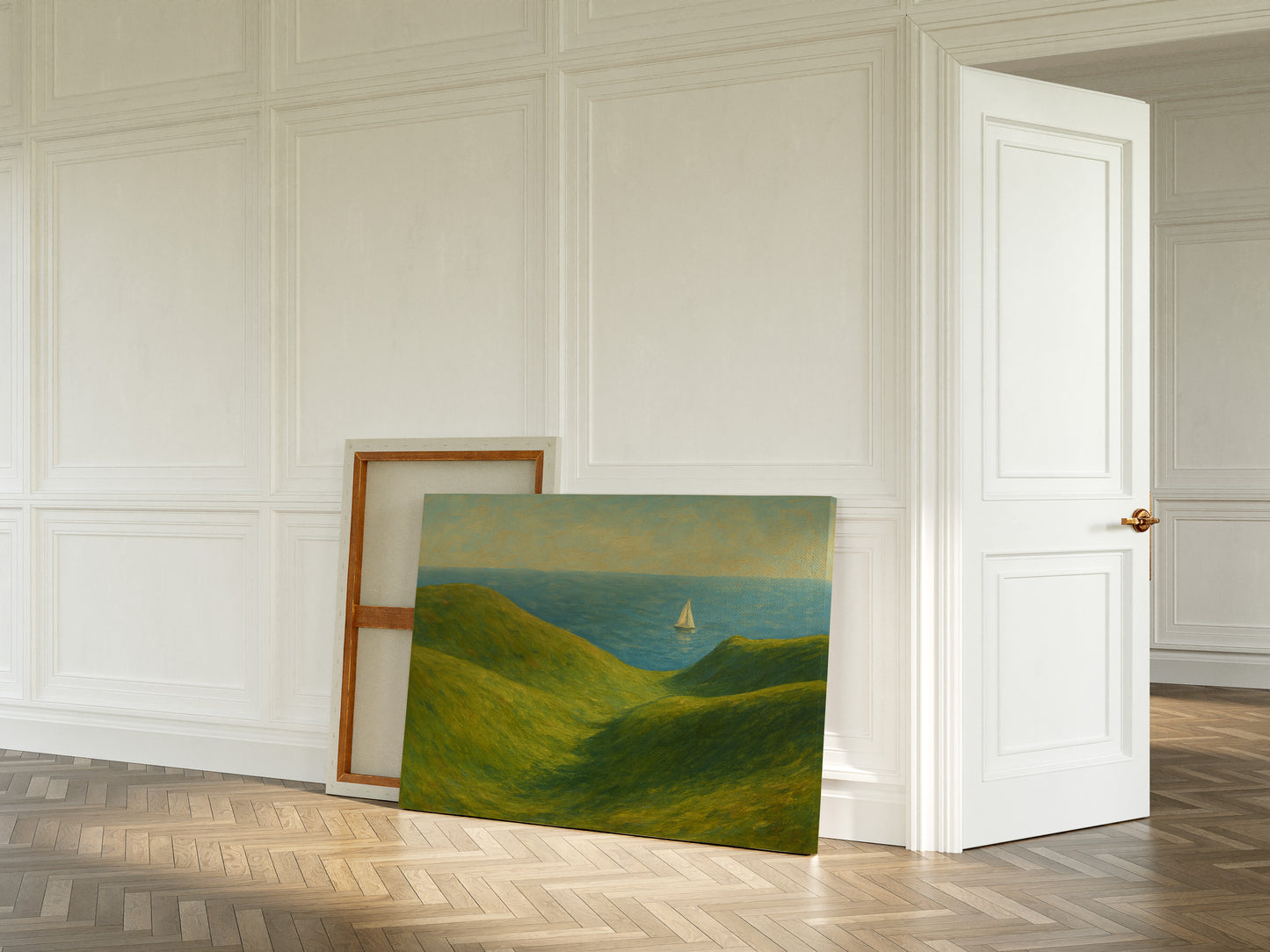 Sailboat Beyond the Green Hills