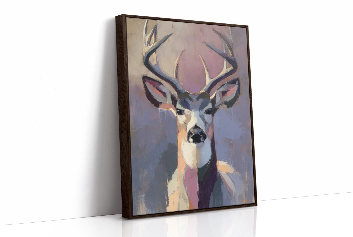 Majestic Gaze: Stag in Pastel Abstraction