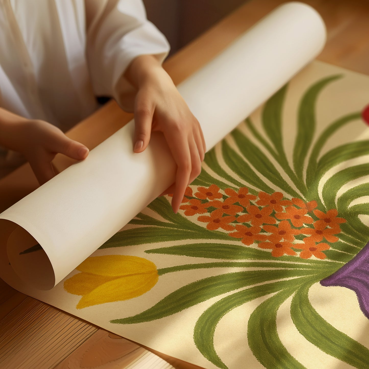 Tulips in a Plum Vase