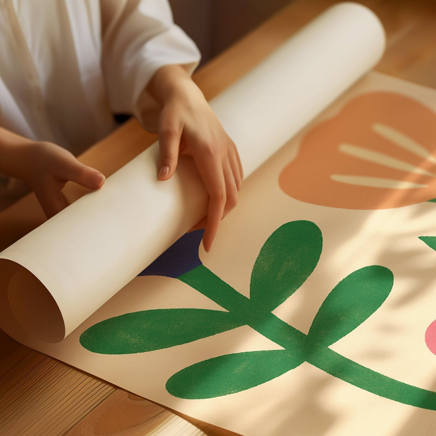 Bumblebee and Blossoms on Cream