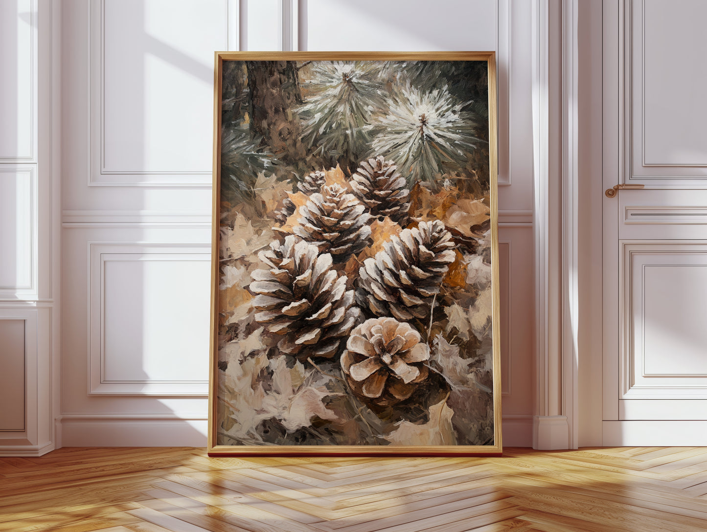 Winter Pinecone Forest Art Print - Rustic Nature Decor - Gallery Canvas image 7