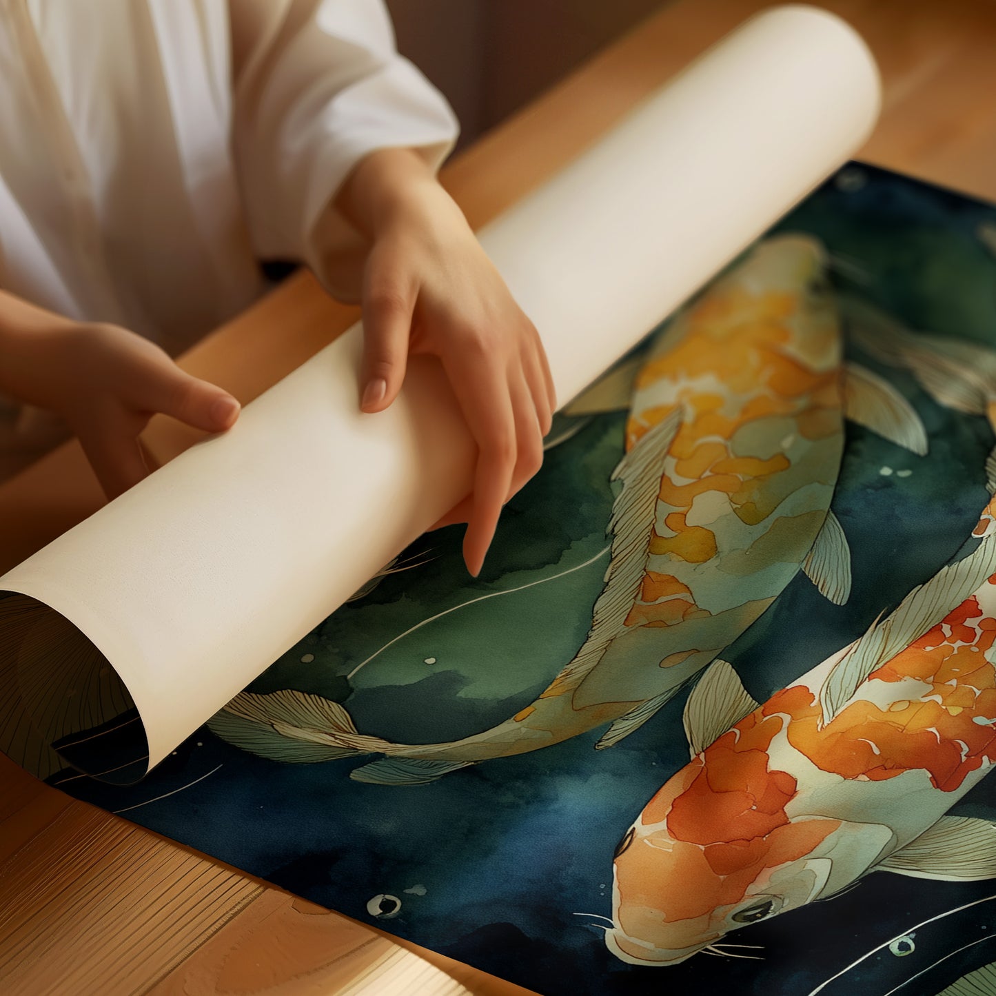 Koi Dance Below Lily Shadows