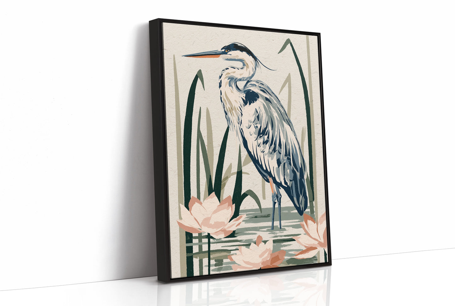 Blue Heron Among Lotus