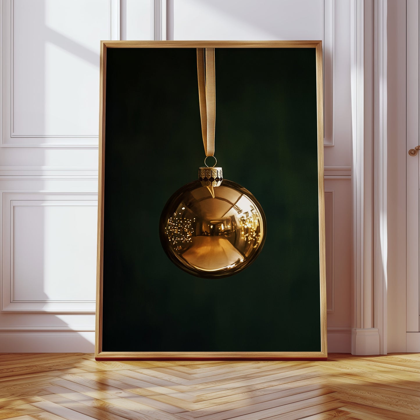 Golden Ornament Photography Print - Elegant Holiday Decor - Gallery Canvas image 1
