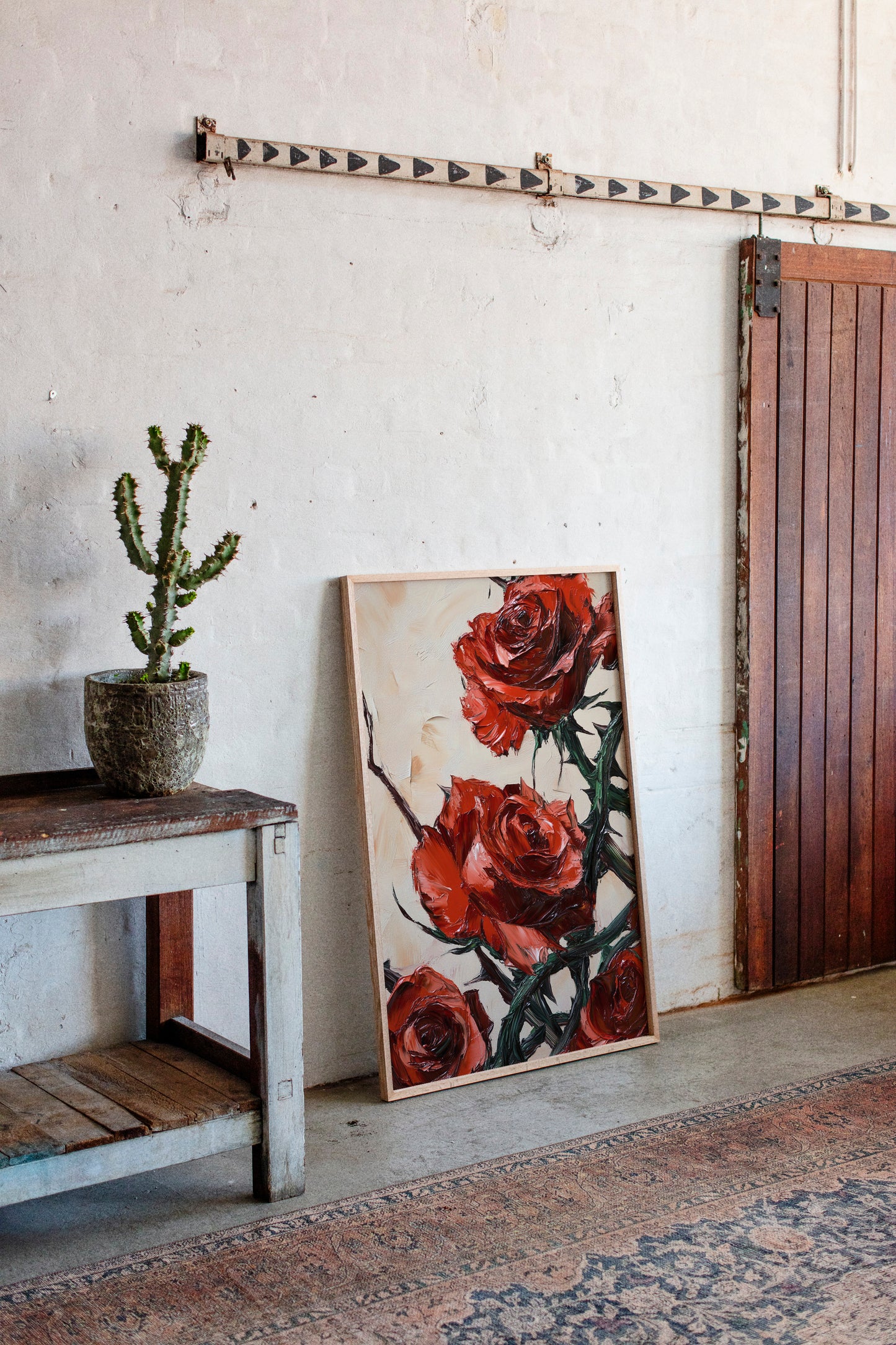 Crimson Roses with Thorns