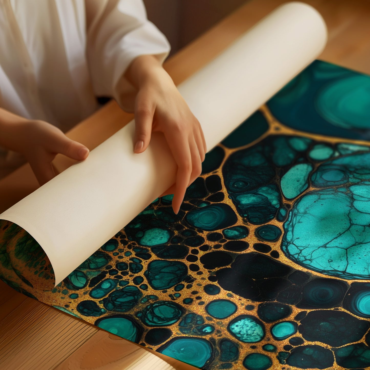 Electric Tides in Teal and Gold