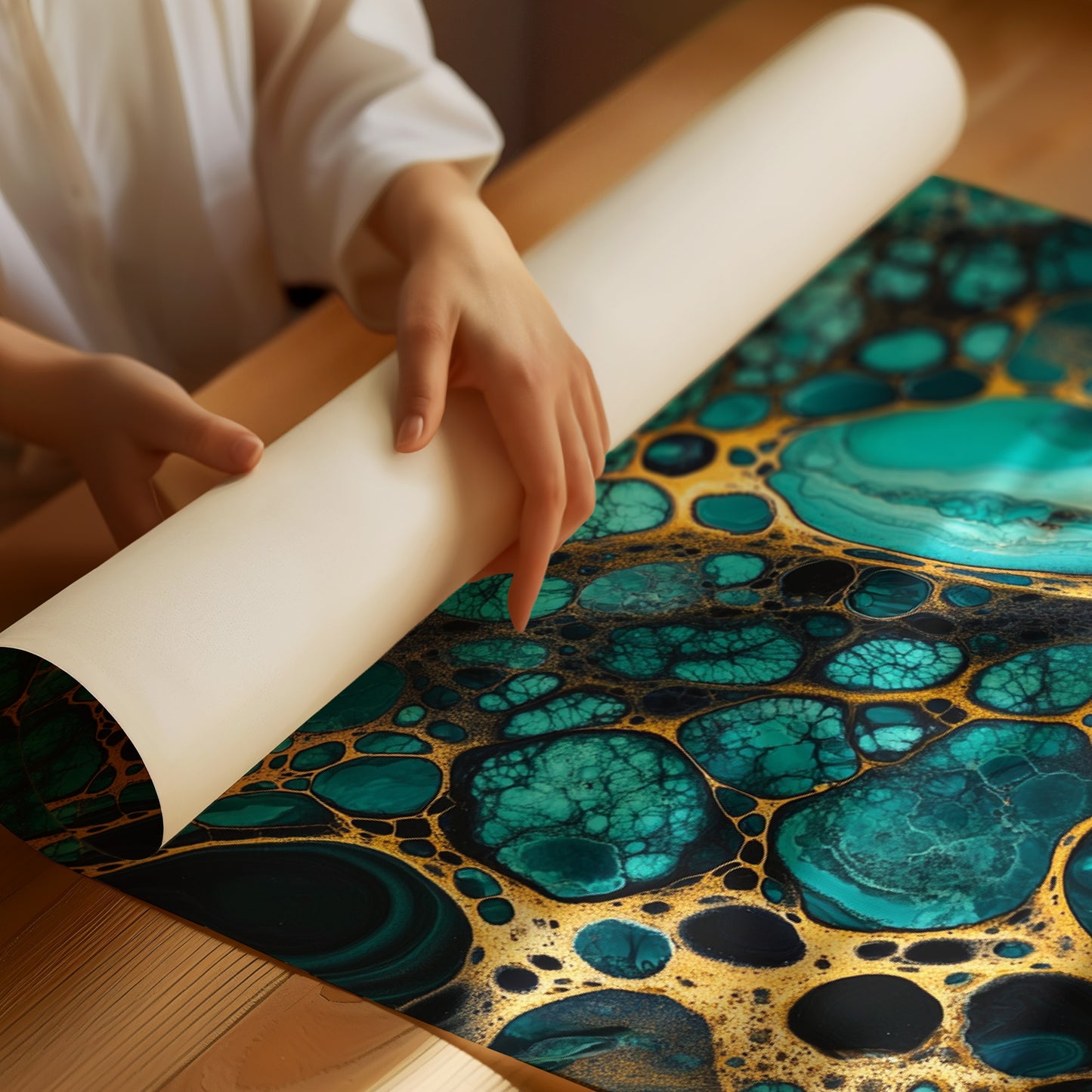 Golden Currents Beneath Turquoise Skin