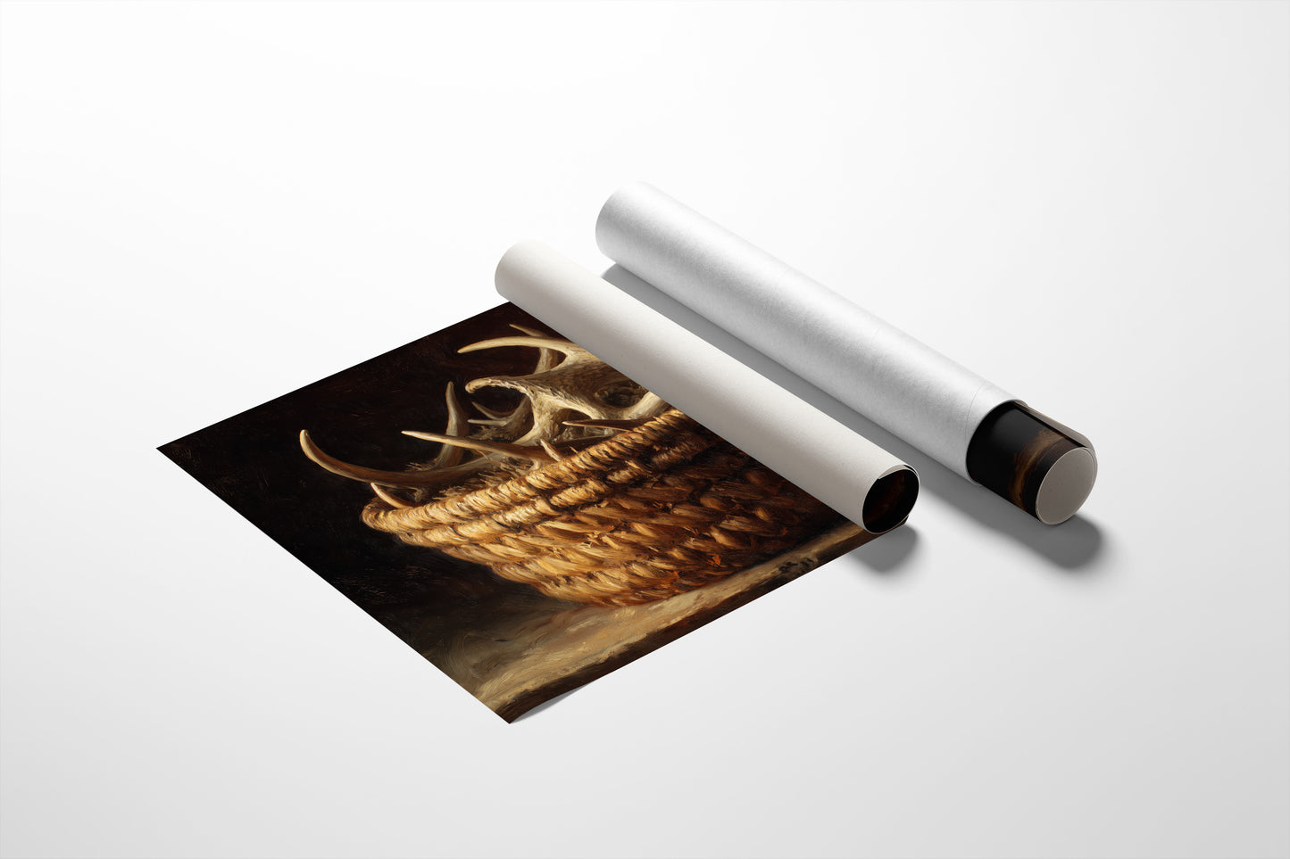 Antlers Gathered In Woven Basket