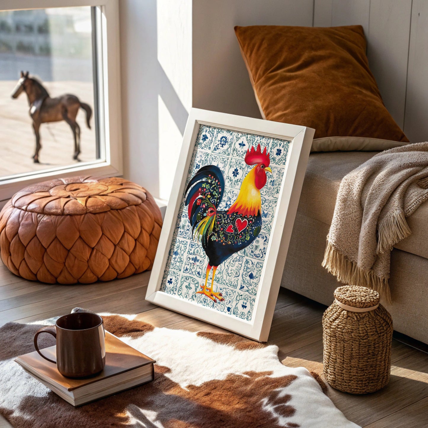 Morning Rooster Meets Portuguese Tiles