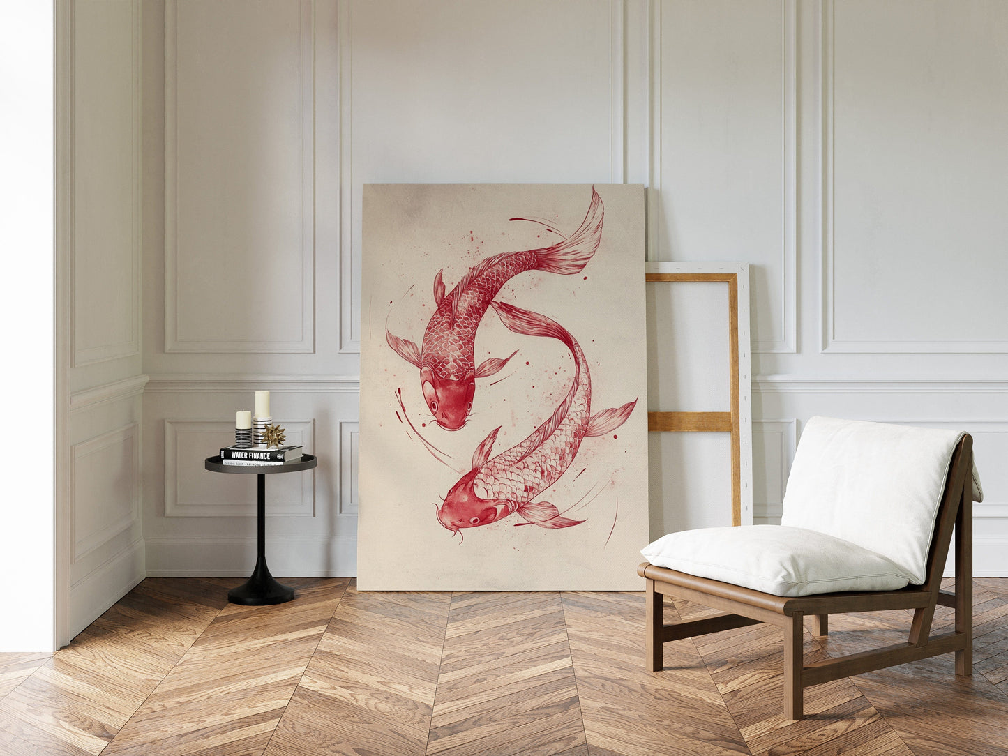 Koi Fish Wall Art – Minimalist Japanese Ink Print, Zen Decor
