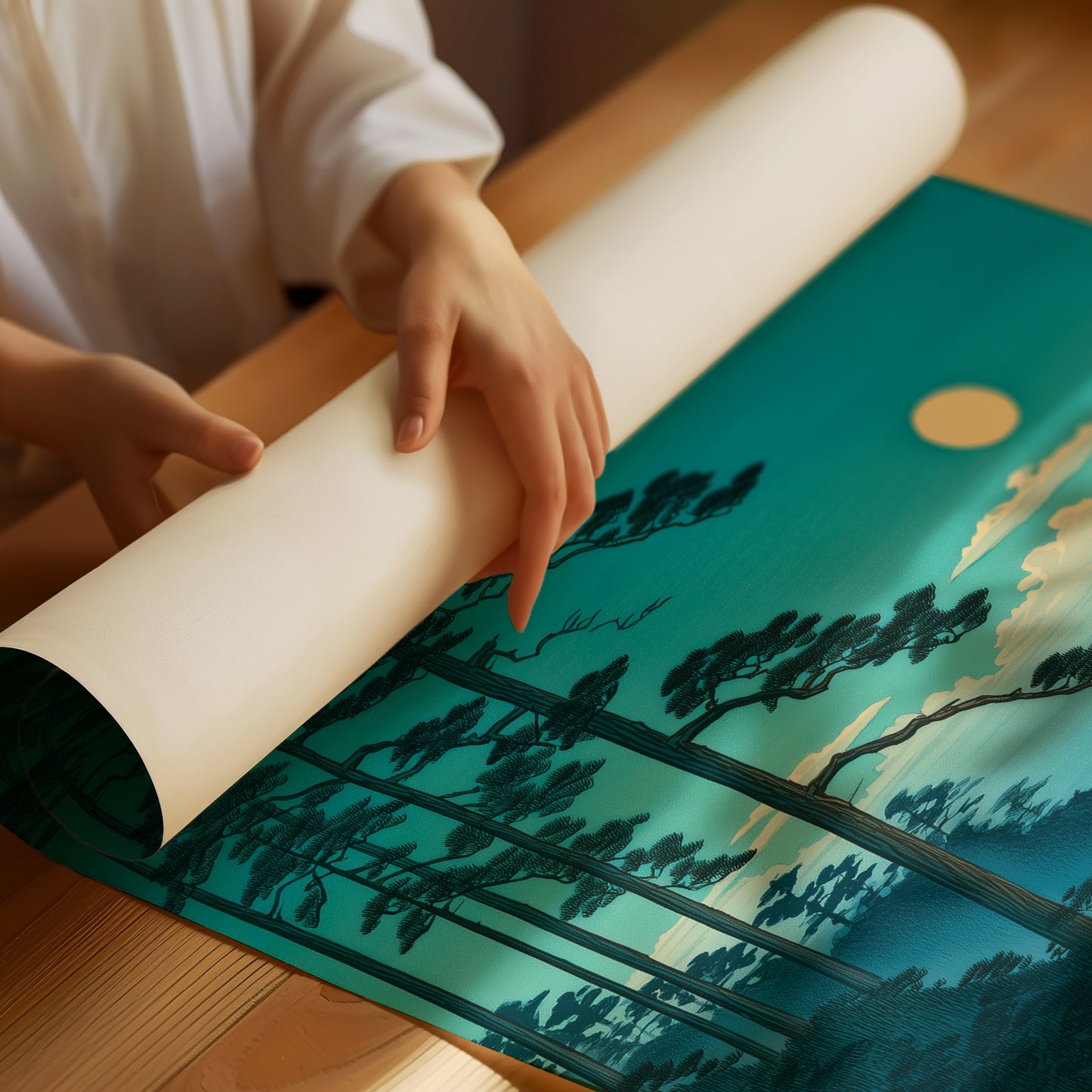 Moonlit Pines Meet Pacific Tides