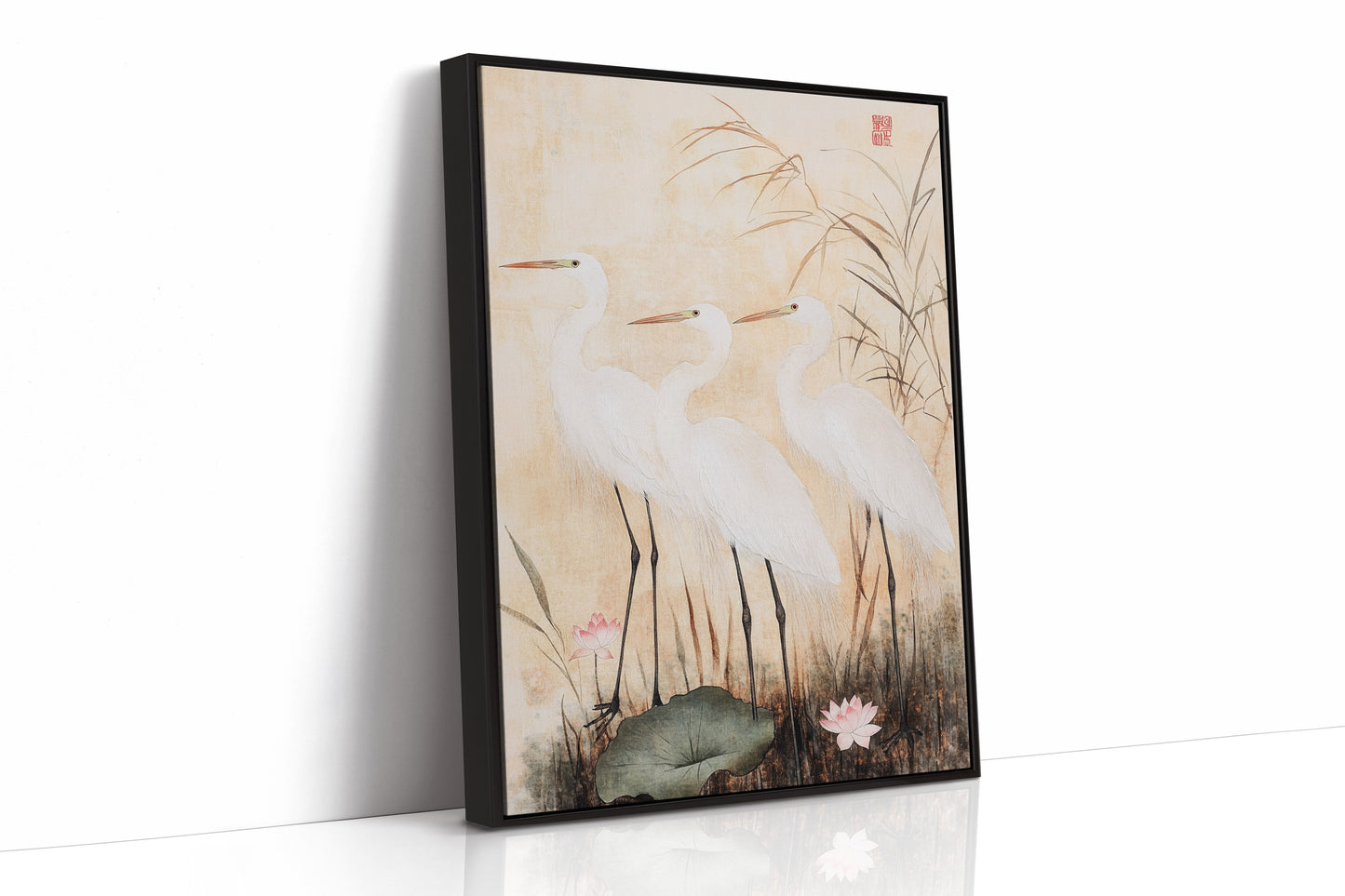 Japanese Egret Wall Art – Elegant Traditional Asian Nature Print