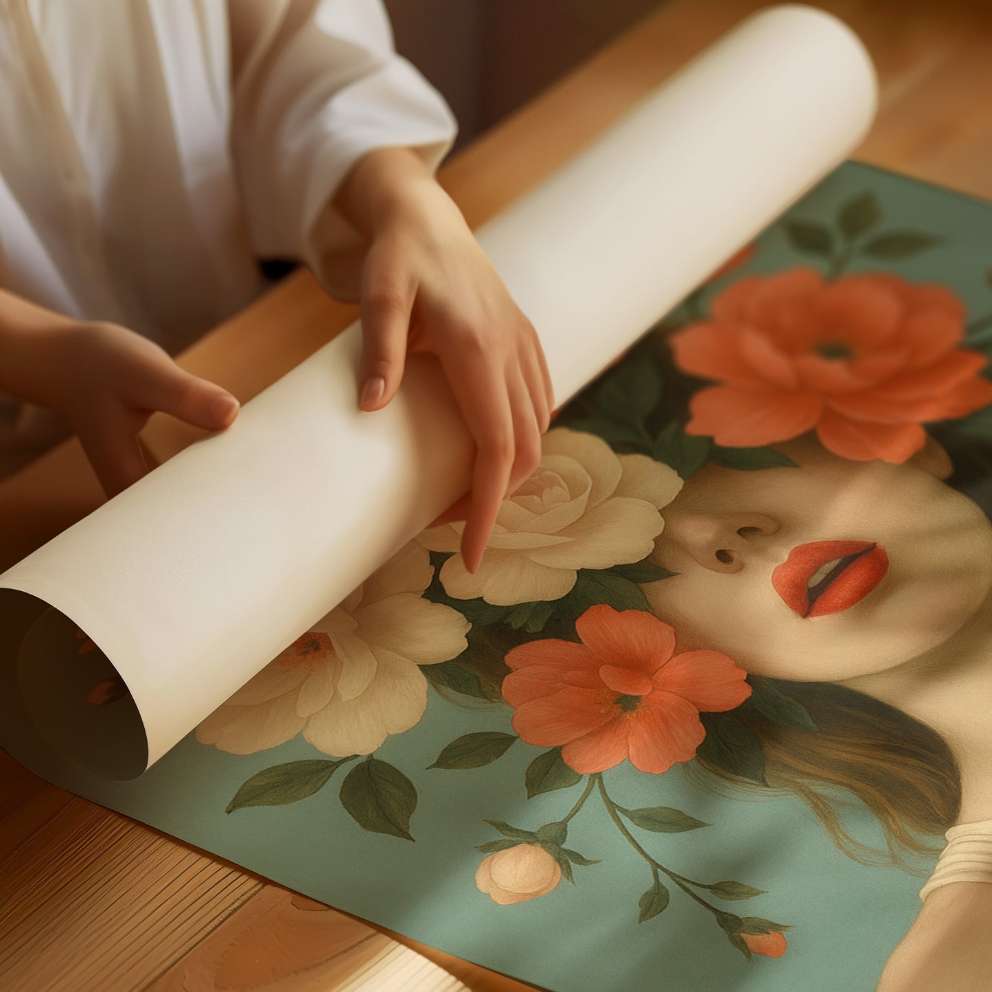 Flourish in Coral and Cream