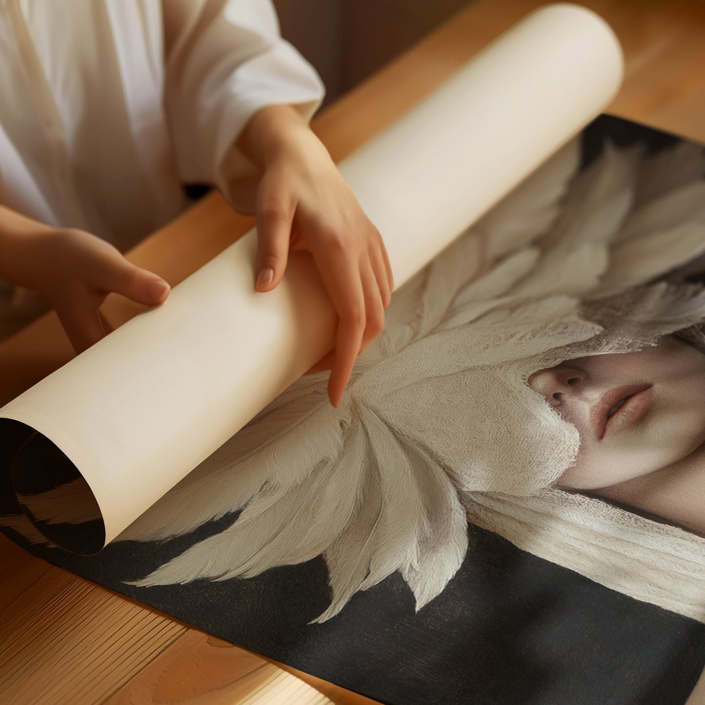 Silent Priestess in Ivory Plumes