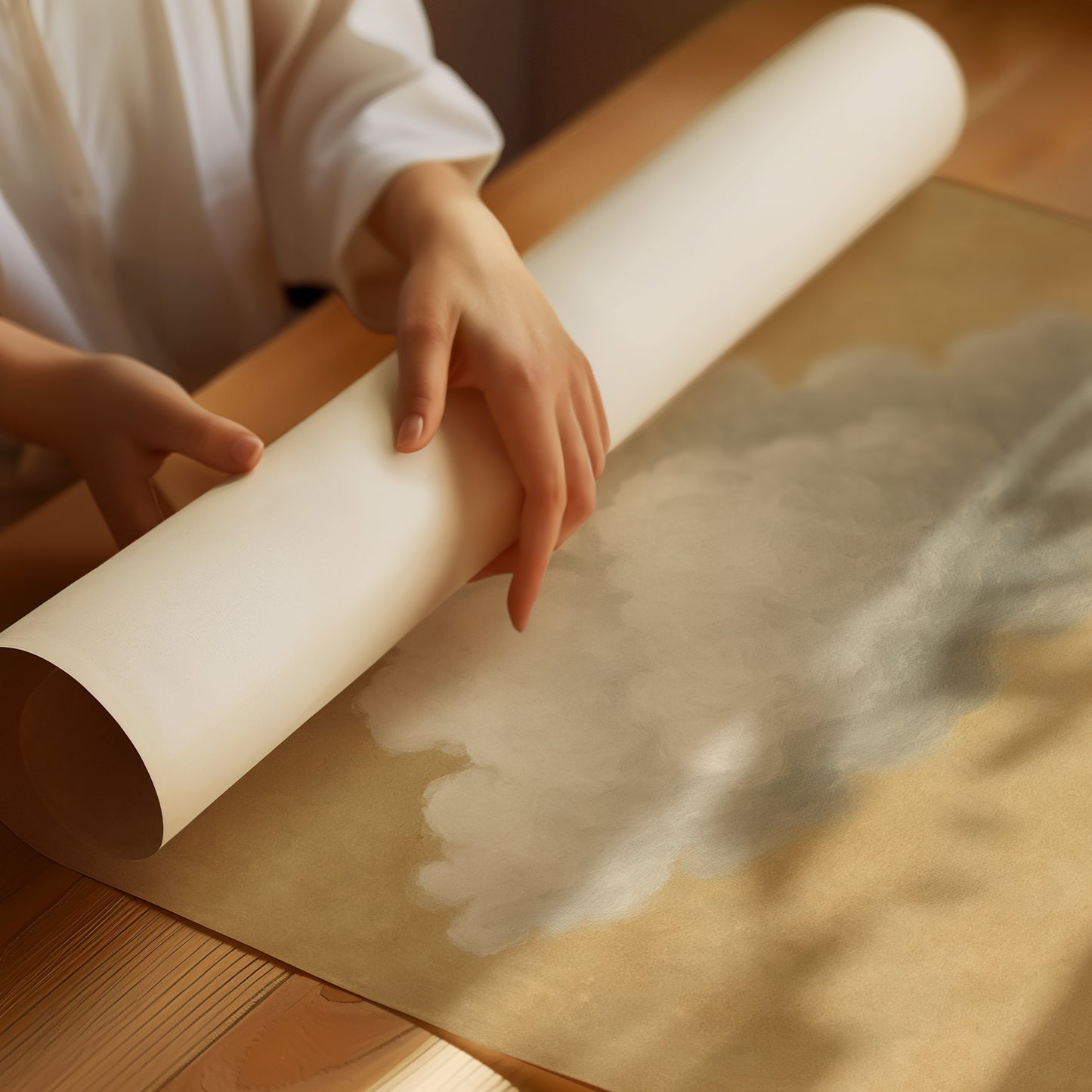 Solitary Cloud Over Ochre Sky