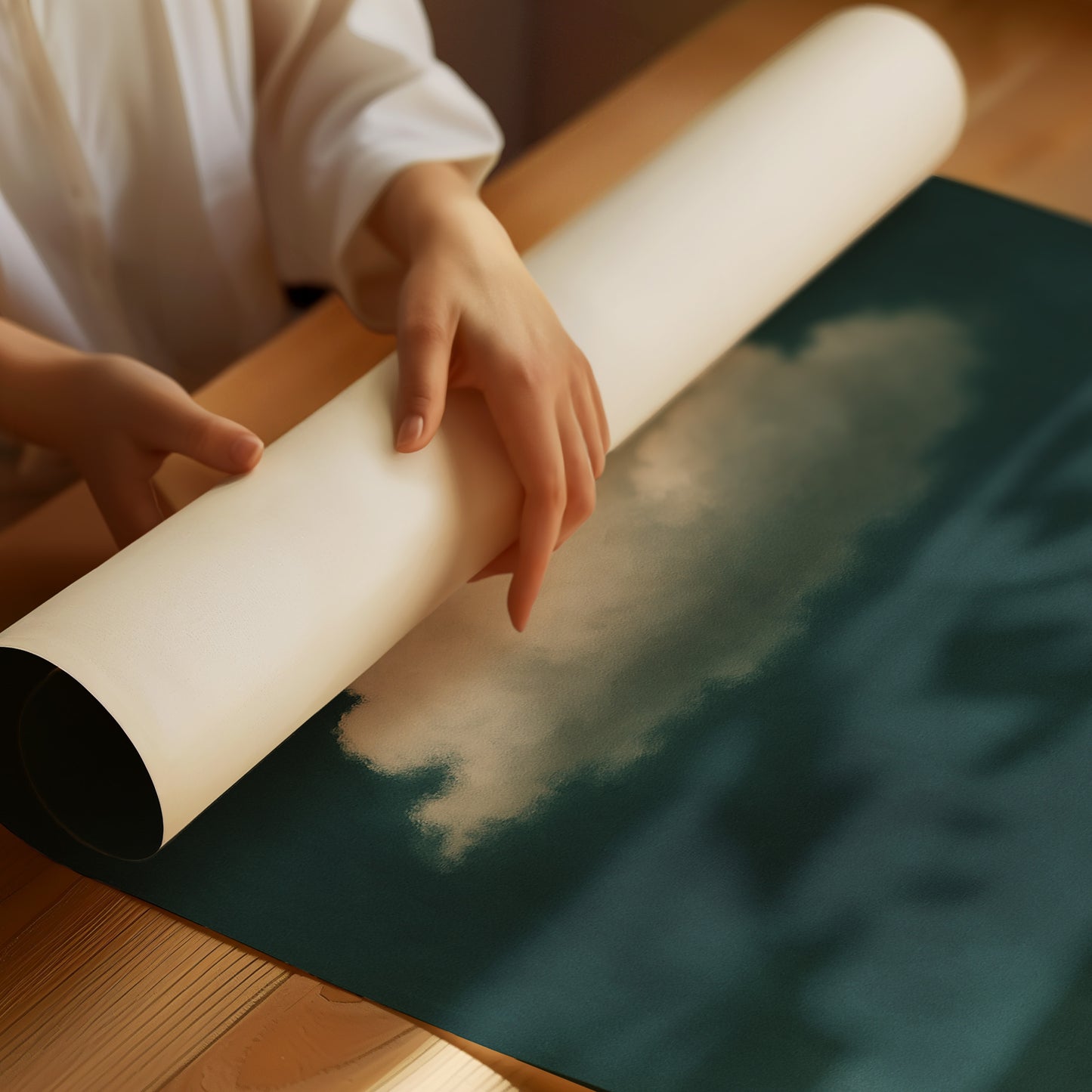 Lonely Cloud in Deep Teal Sky