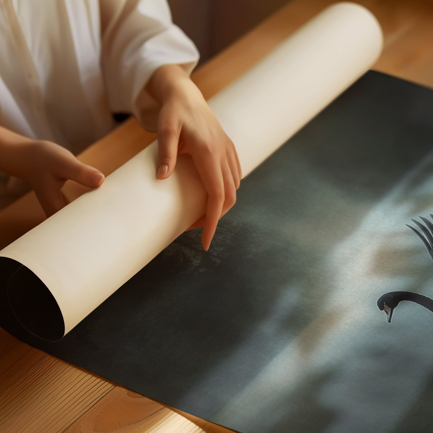 Black Swan in Morning Fog