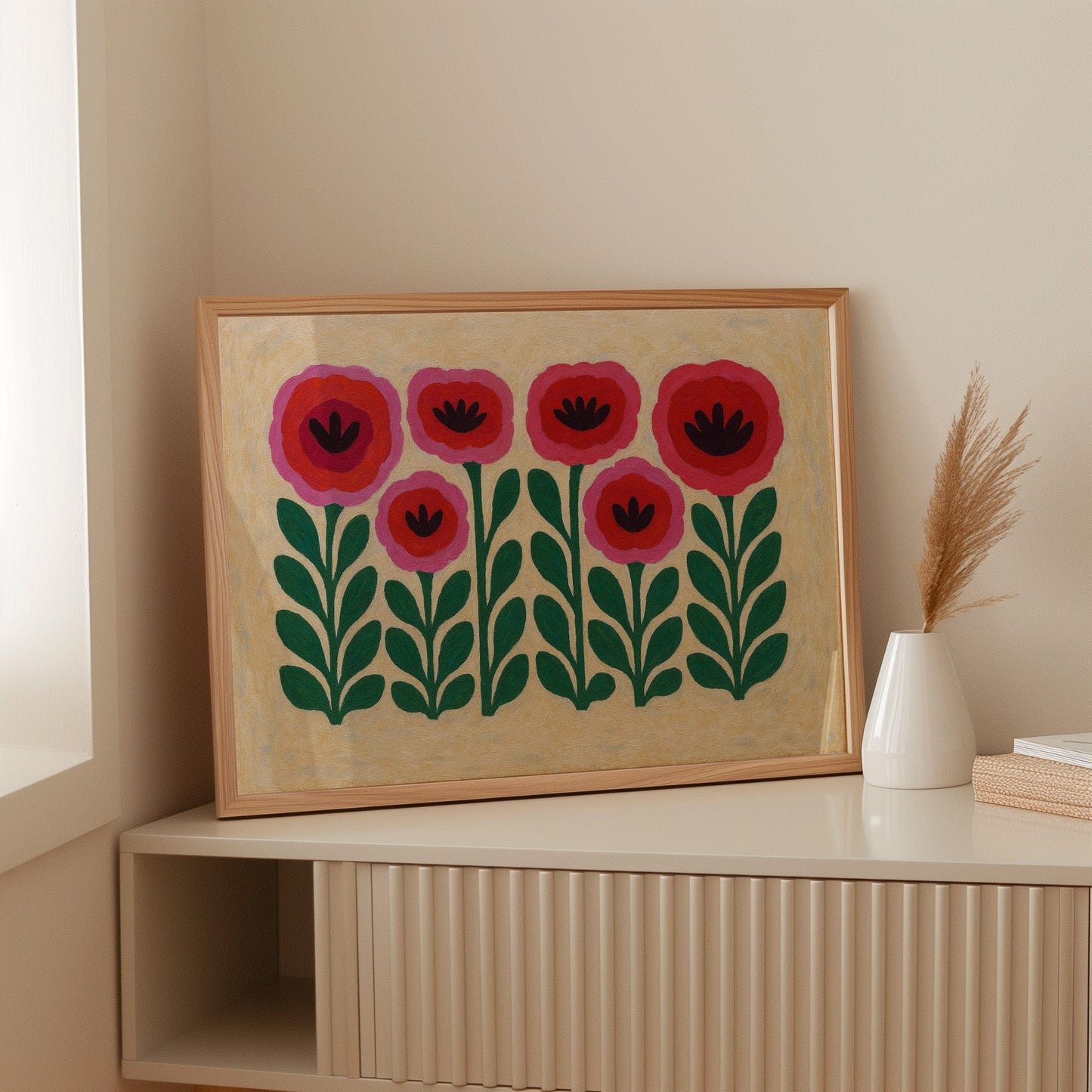 Folk Garden – Scandinavian Poppy Wall Art