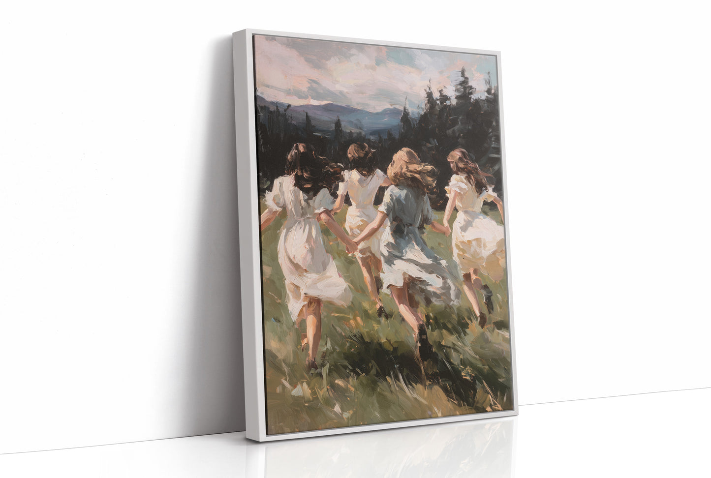 Summer Girls Rush Toward Mountains