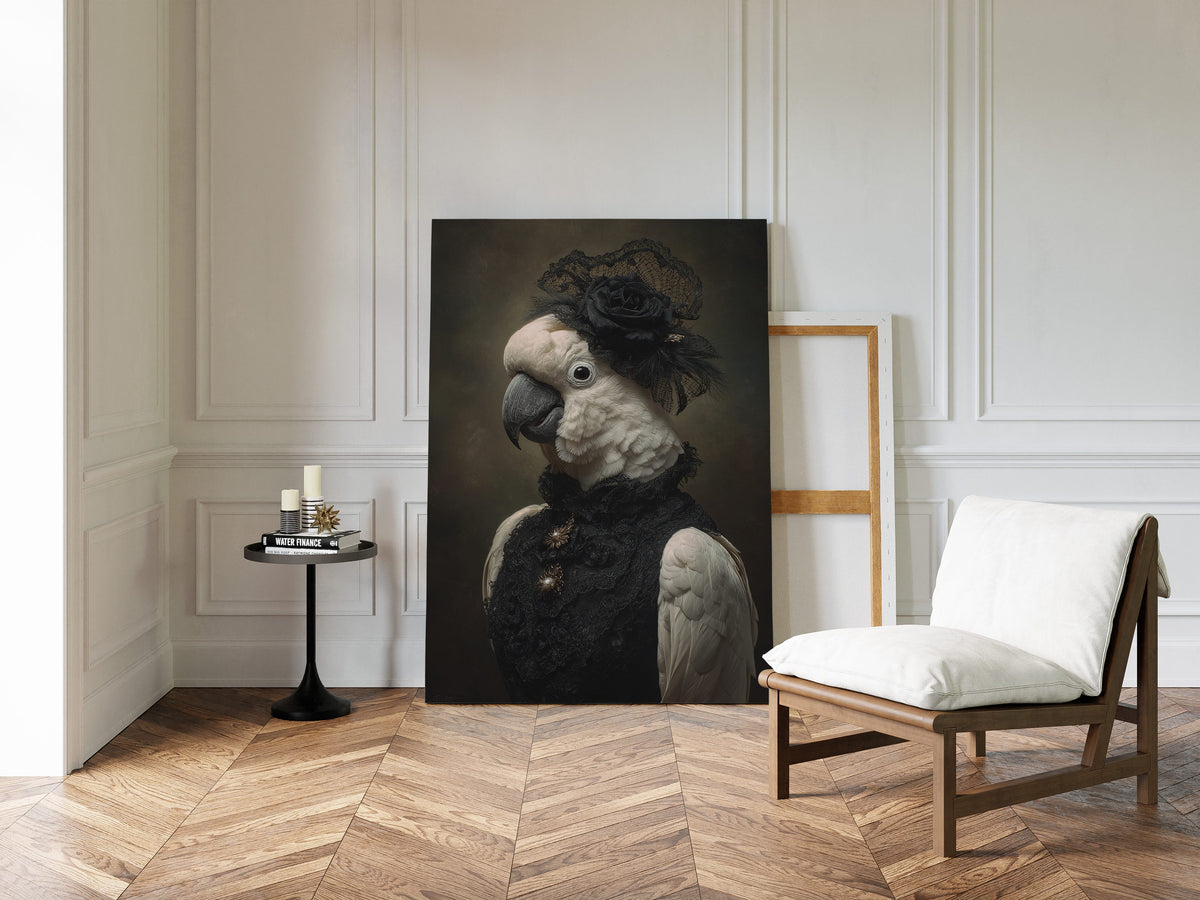 Regal Cockatoo in Lace Attire