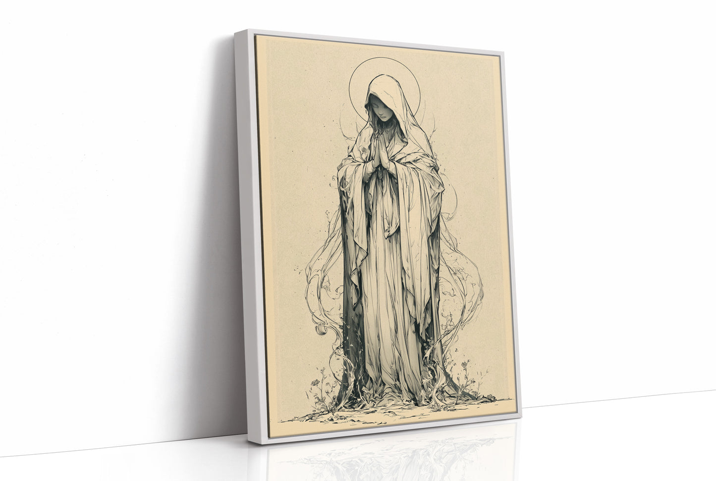 Madonna in Vines — Fluid Ink Devotional Drawing