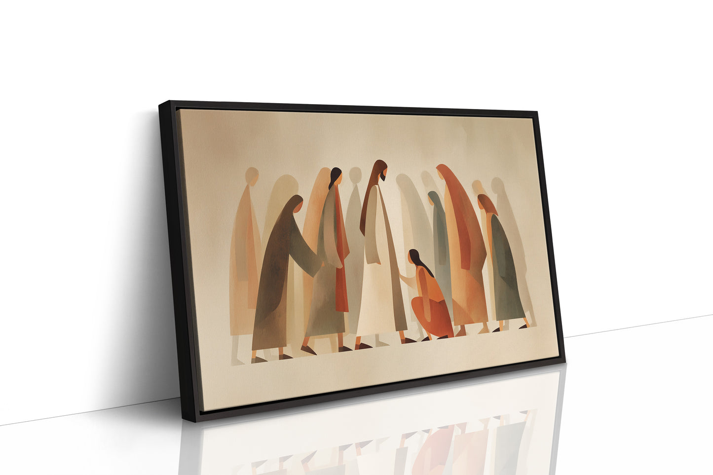 Figures Gather In Muted Tones