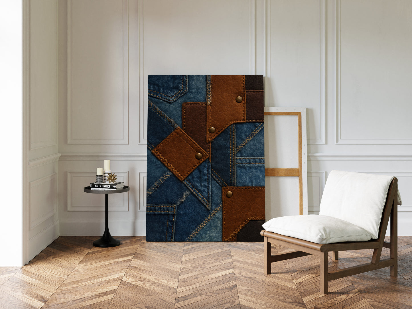 Western Patchwork Denim and Leather Print