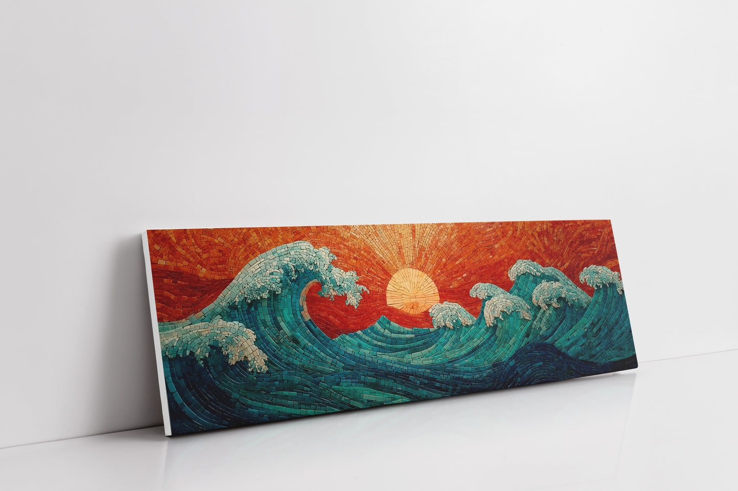 Crimson Sun Over Tiled Tides