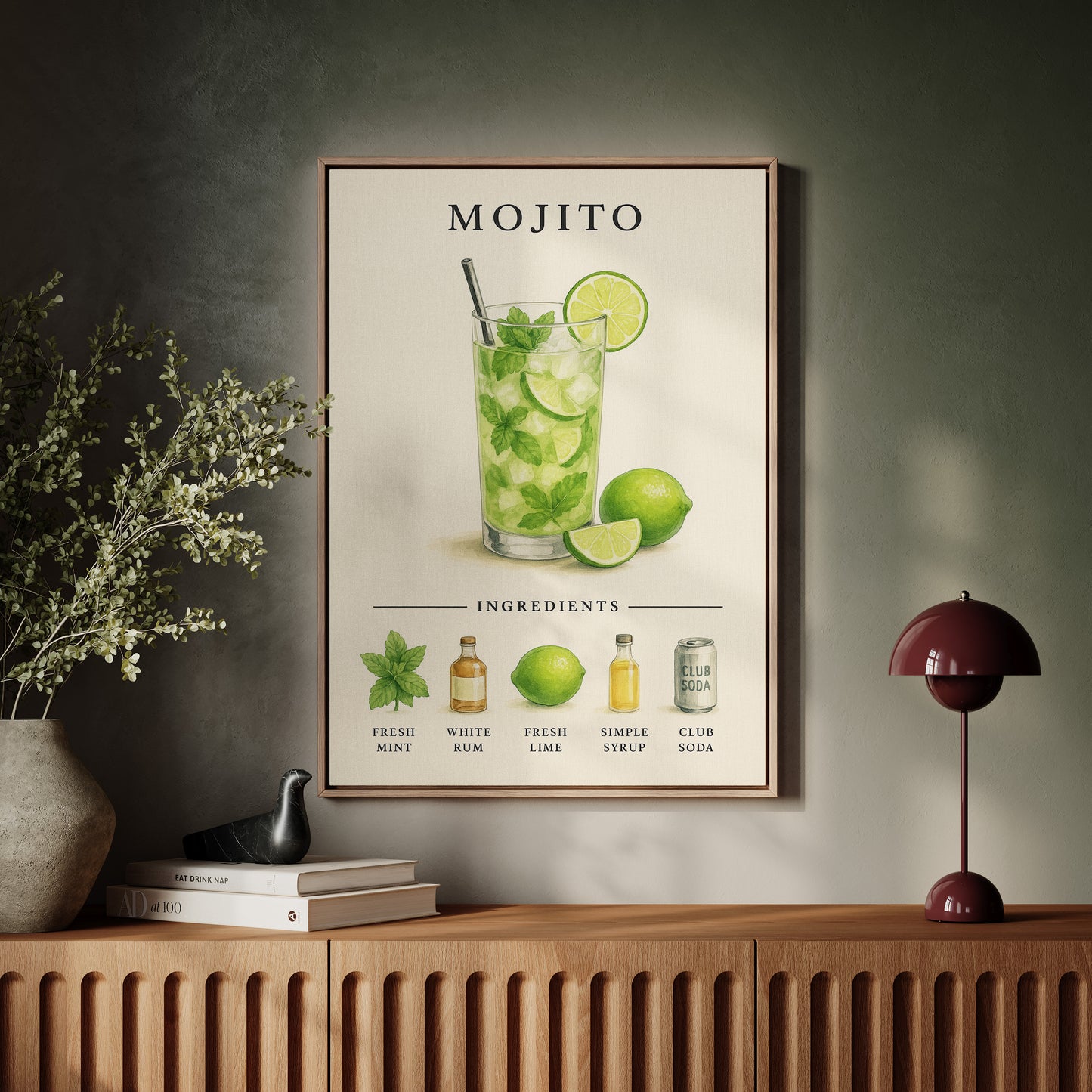 Mojito Cocktail Recipe Art Print