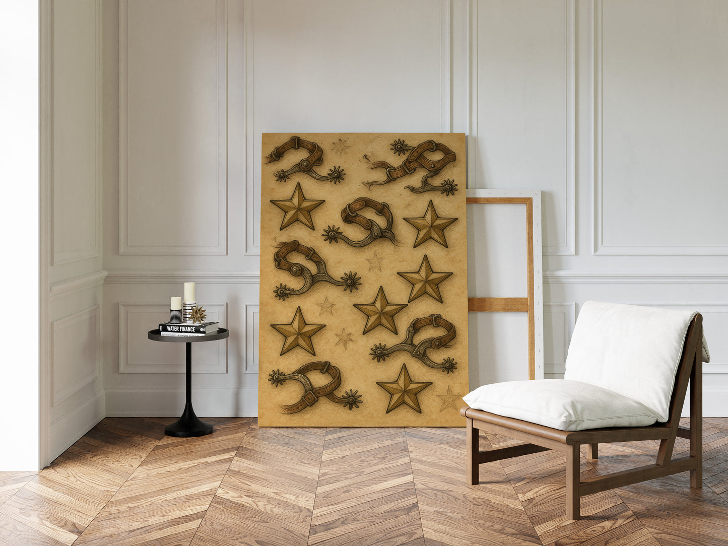 Western Spurs and Stars Vintage Print